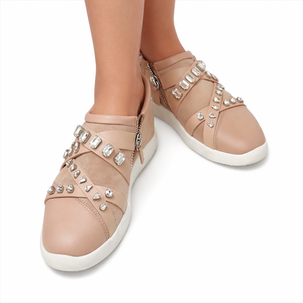 Giuseppe Zanotti Blush Crystal-Embellished Sneakers | Luxury Designer Shoes